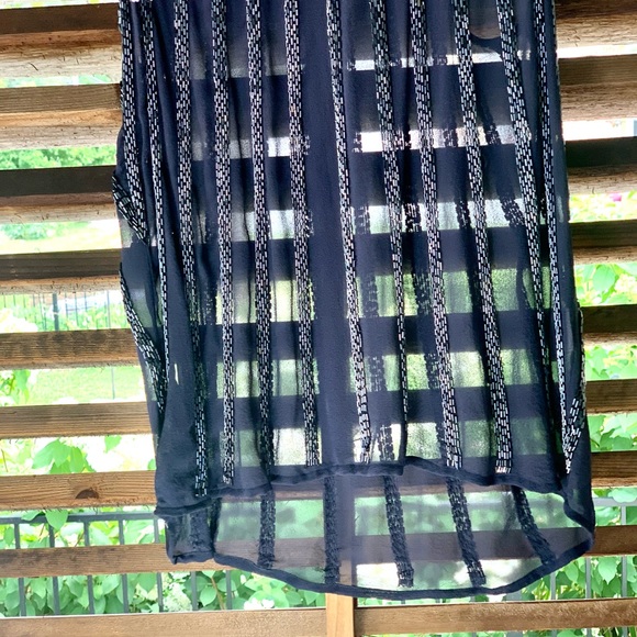 Joie NWOT SILK Sequin Tank Navy Blue XS Top Shirt Camisole Sheer Sparkly - Picture 7 of 14